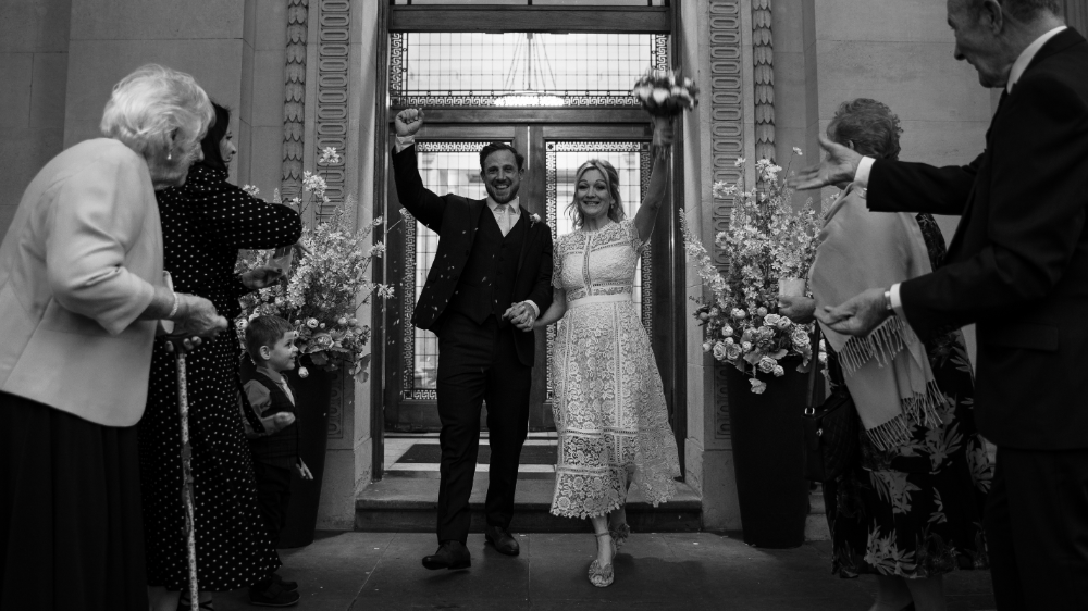 Bridal party candid moment